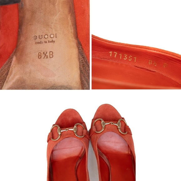 Gucci Horsebit Peep Toe Platform Pumps – Orange Suede – Size 8.5B US / 39 EU / 6 - Picture 9 of 9